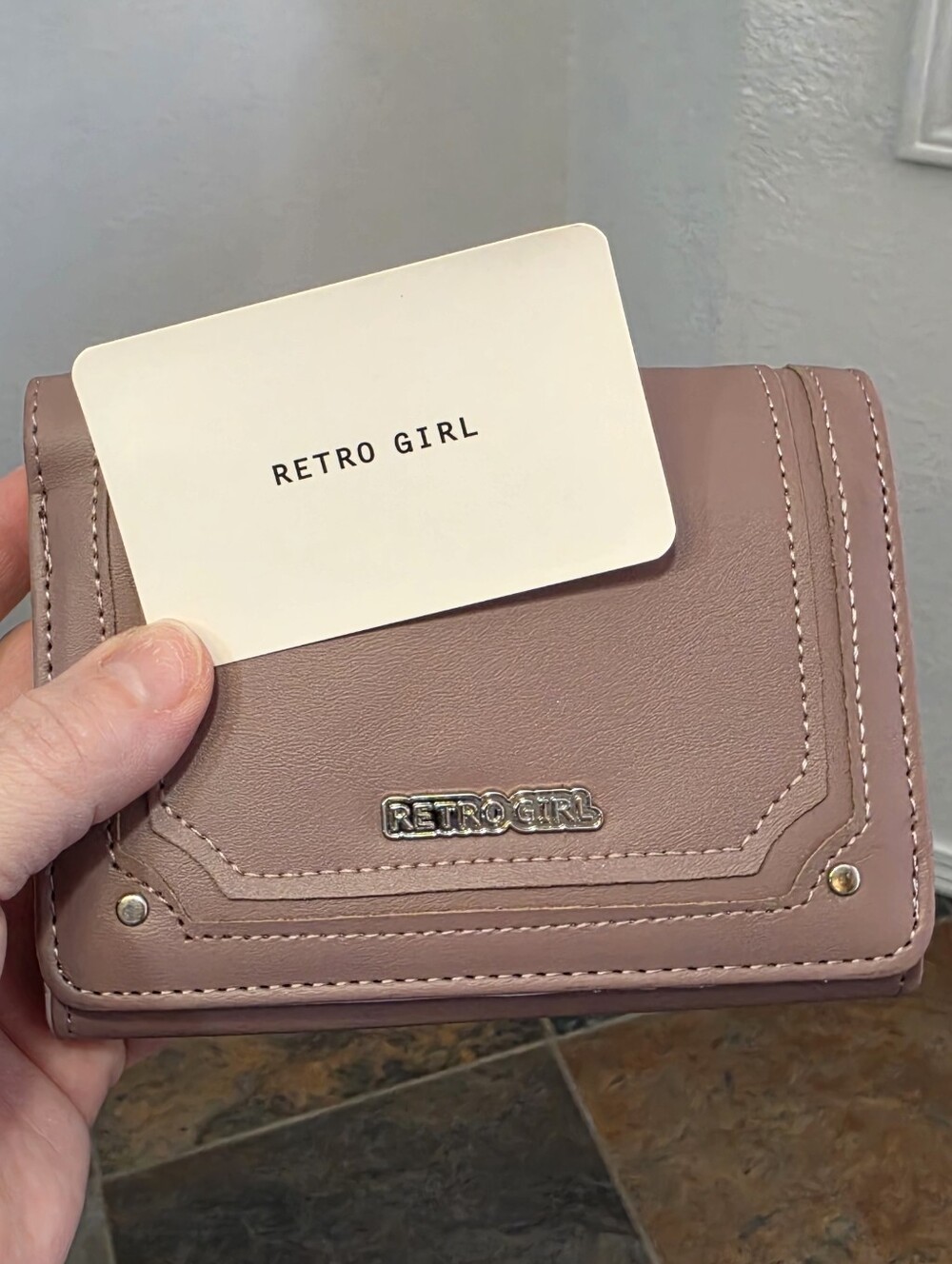 Retro Girl Japan Light Pink Faux Leather Trifold Compact Wallet